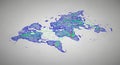 Abstract digital world map displaying interconnected global network with data points and connections Royalty Free Stock Photo