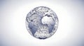 A digitally rendered wireframe globe representing global communication, connectivity, and interconnected networks. Royalty Free Stock Photo