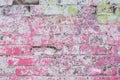 Abstract dirty painted brick surface, pink paint. Colorful grunge texture of wall. Abstract modern background, copy Royalty Free Stock Photo