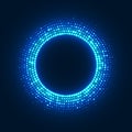 Abstract disco background with neon glowing circle halftone Royalty Free Stock Photo