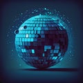 Abstract disco ball with particles on dark blue background. Vector illustration. Royalty Free Stock Photo