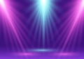 Abstract display background with blue and pink spotlights shining Royalty Free Stock Photo