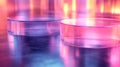 Abstract display of translucent circular objects with vibrant lighting effects in a close-up setting during nighttime
