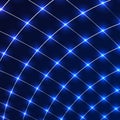 Abstract distort squares lines grid pattern with circles laser light on blue background technology concept. Geometric template