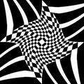 Abstract Distorted Chess Background black and white checkered background. Geometric pattern with visual distortion effect