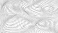Abstract distorted wireframe wave. Vector curve surface background. Technology grid pattern. Mesh wave Royalty Free Stock Photo