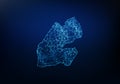 Abstract of djibout map network, internet and global connection concept, Wire Frame 3D mesh polygonal network line, design sphere