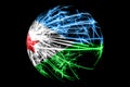Abstract Djibouti sparkling flag, Christmas ball concept isolated on black background