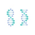 Abstract DNA molecule vector logo. Turquoise and blue color science sign. Laboratory of scientific discovery logotype