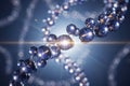 Abstract DNA strand or molecule structure on a blue background Royalty Free Stock Photo