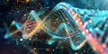 Abstract DNA structure with connected particles, futuristic science concept Royalty Free Stock Photo