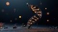Abstract DNA structure on dark background with glowing elements Royalty Free Stock Photo