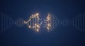 Abstract DNA Structure with Glowing Data Points and Connections Royalty Free Stock Photo