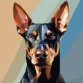 Abstract Doberman Graphic Portrait With Realistic Color Schemes