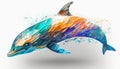 Abstract dolphin. Isolated on a white background. Generated AI Royalty Free Stock Photo