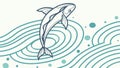 Abstract Dolphin Leaping Over Stylized Waves, vector design Generative AI Royalty Free Stock Photo