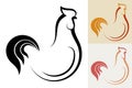 Abstract domestic rooster, chicken, cock male. Farm bird. Embelm, badge for farm or organic chicken plant. Farm bird. Vector Royalty Free Stock Photo