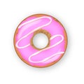 Abstract donut for decorative design. Realistic donut on white background. Dessert food. Color illustration. Doughnut glaze.
