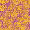 Abstract doodle background in handmade style orange lilac