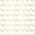 Abstract doodle background seamless gold foil geometric doodle vector background. Golden arches on lines on white. Elegant, Art Royalty Free Stock Photo