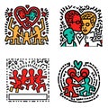 Abstract Doodle family love concept icon set collection Royalty Free Stock Photo