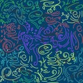 Abstract doodle hand drawn pattern romantic vector. chaotic wavy lines, curl, scroll background. Seamless pattern. for