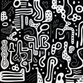 Abstract Doodle Poster: Black And White Organic Shapes And Lines