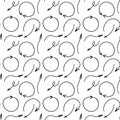 Abstract doodle thin arrows seamless pattern. Circular, straight, curved hand-drawn arrows