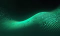 Abstract dot green wave pattern screen gradient background, technology and science Royalty Free Stock Photo