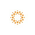 Abstract dot round logo. Connect sign. Virus icon. Orange sun. Fireworks emblem. Solar symbol. Flower. Medical