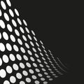 Abstract dot wave. Optical pattern movement. Black white dynamic. Modern curved texture.
