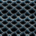 Abstract dots forming the effect of blue and white waves on a black background