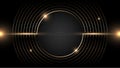 Abstract dots light circle luxury effect on black and gold background Royalty Free Stock Photo