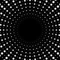 Abstract dotted background. Dots in circles on black background. Halftone effect. Vector illustration Royalty Free Stock Photo