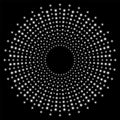 Abstract dotted background. Dots in circles on black background. Halftone effect. . Vector illustration Royalty Free Stock Photo
