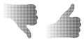 abstract dotted halftone silhouette thumb hand logo symbol background