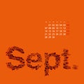 Abstract Dotted Monthly Calendar Design Template in Seasonal Colors - September 2015