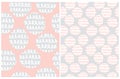 Abstract Dotted Seamless Vector Patterns Set. Irregular Print with Dots and Loops. Royalty Free Stock Photo