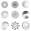 Abstract dotted spirals vector set