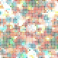 Abstract dotted textile seamless pattern of multicolored spots