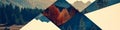 Abstract double exposure geometric wildlife poster. Wilderness banner