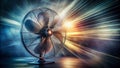 Abstract Double Exposure of a Rotating Electric Fan A Dynamic Gray Background Study in Motion and Light Royalty Free Stock Photo
