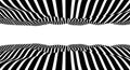 Abstract double optical illusion wave. A flow of black and white stripes forming a wavy distortion effect. Vector