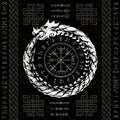 Abstract dragon viking white symbol with runes