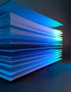 Abstract Blue and Black Background with Glowing Light Panels and Intersecting Digital Planes Royalty Free Stock Photo