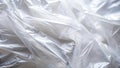 Abstract draped white plastic film texture close-up studio shot. Generative AI Royalty Free Stock Photo