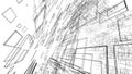 Abstract drawing lines in architectural art concept on white