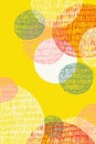 Abstract drawing of overlaid circles, on yellow background Royalty Free Stock Photo