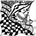 Abstract drawing pattern, random set of lined elements, black and white abstraction of vertical layout, chess pattern