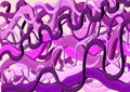 abstract drawing with streamers of violet, pink, purple colors
